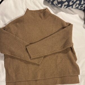 100% Merino Wool Tan Ribbed Sweater